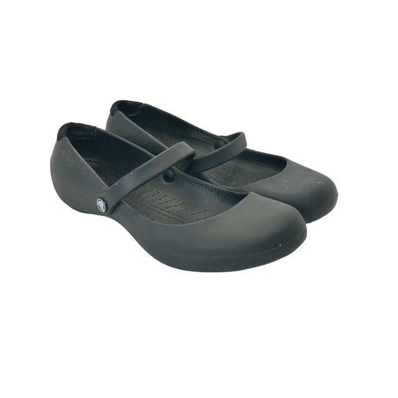 Crocs Womens Alice Work Flats Classsic Black Mary Jane Shoes Sz 6 Slip Resistant - Picture 1 of 9
